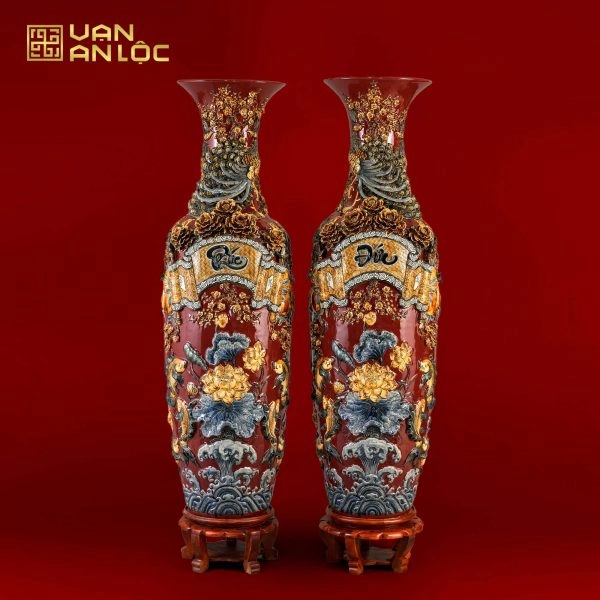 Lộc Bình Phúc Đức Men Đỏ Mận Vạn An Lộc Bát Tràng