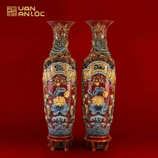 Lộc Bình Phúc Đức Men Đỏ Mận Vạn An Lộc Bát Tràng